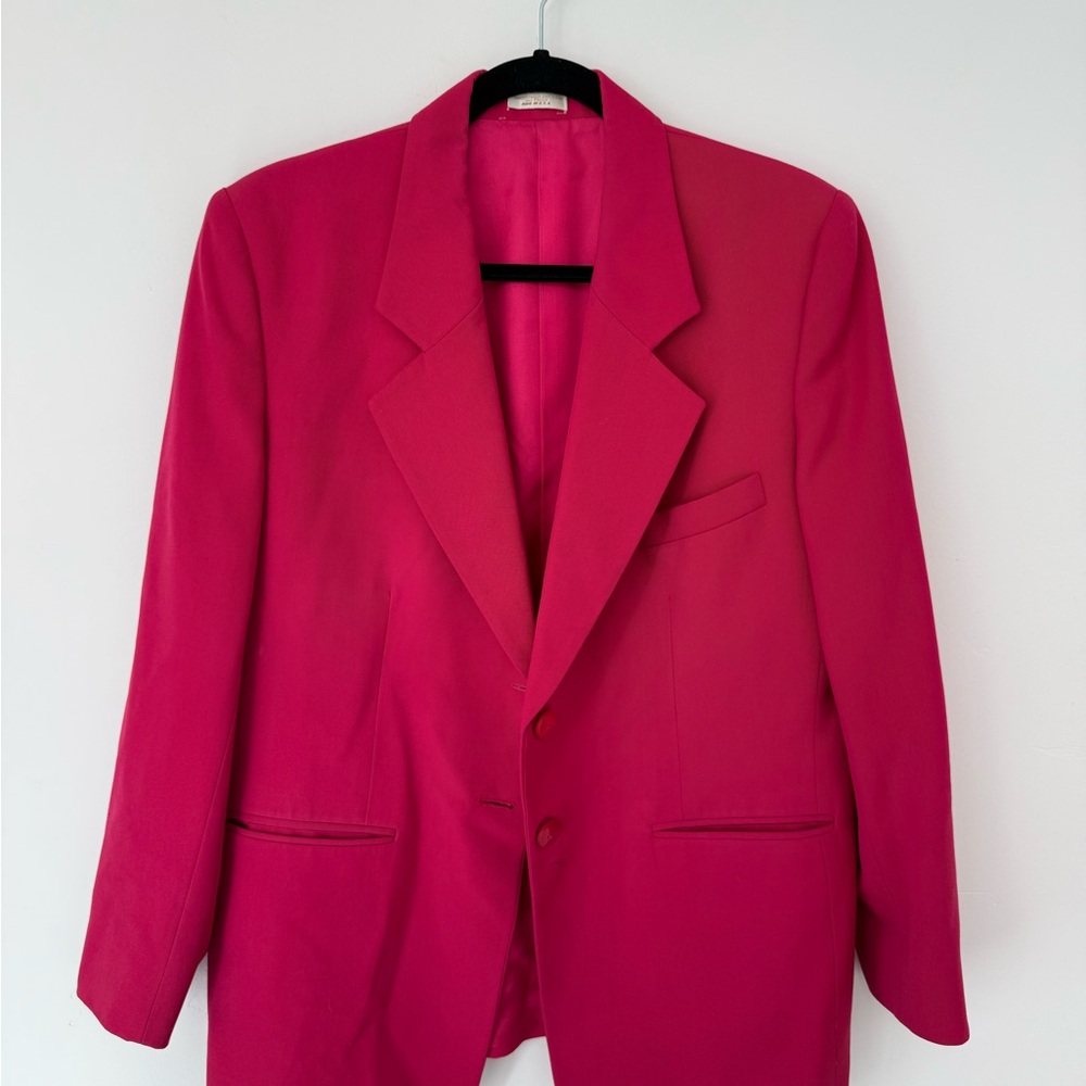 Vintage Hot Pink Blazer Structured Size [M] 80s Power Suit Jacket Bold Statement